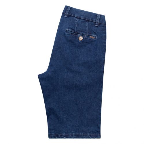 Denim azul lavado - Pantalón corto para hombre, short vaquero en tejido denim azul piedra de algodón con lycra en línea Regular Fit.