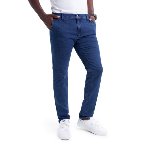 Color denim azul medio - Pantalón TCH Sport tipo chino sin pinzas en tejido vaquero de Algodón con lycra REGULAR