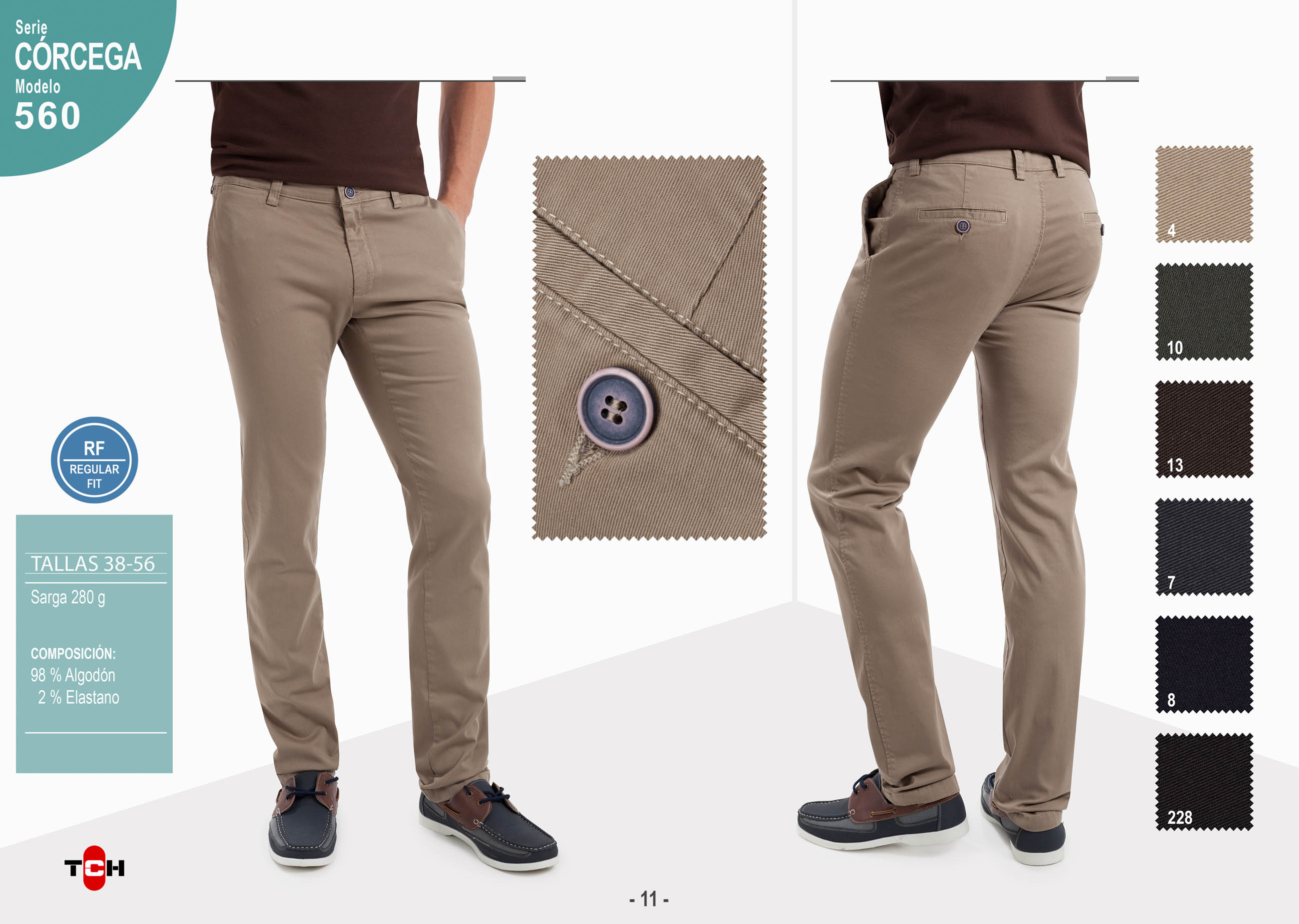 Pantalón TCH Sport tipo chino en colores en Algodón con lycra elástico REGULAR